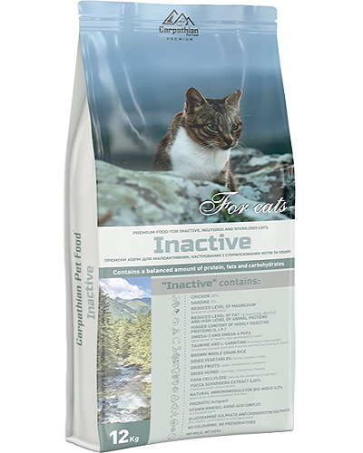 Carpathian Pet Food Inactive, 12 кг, для малоактивних, кастрованих та стерилізованих котів та кішок